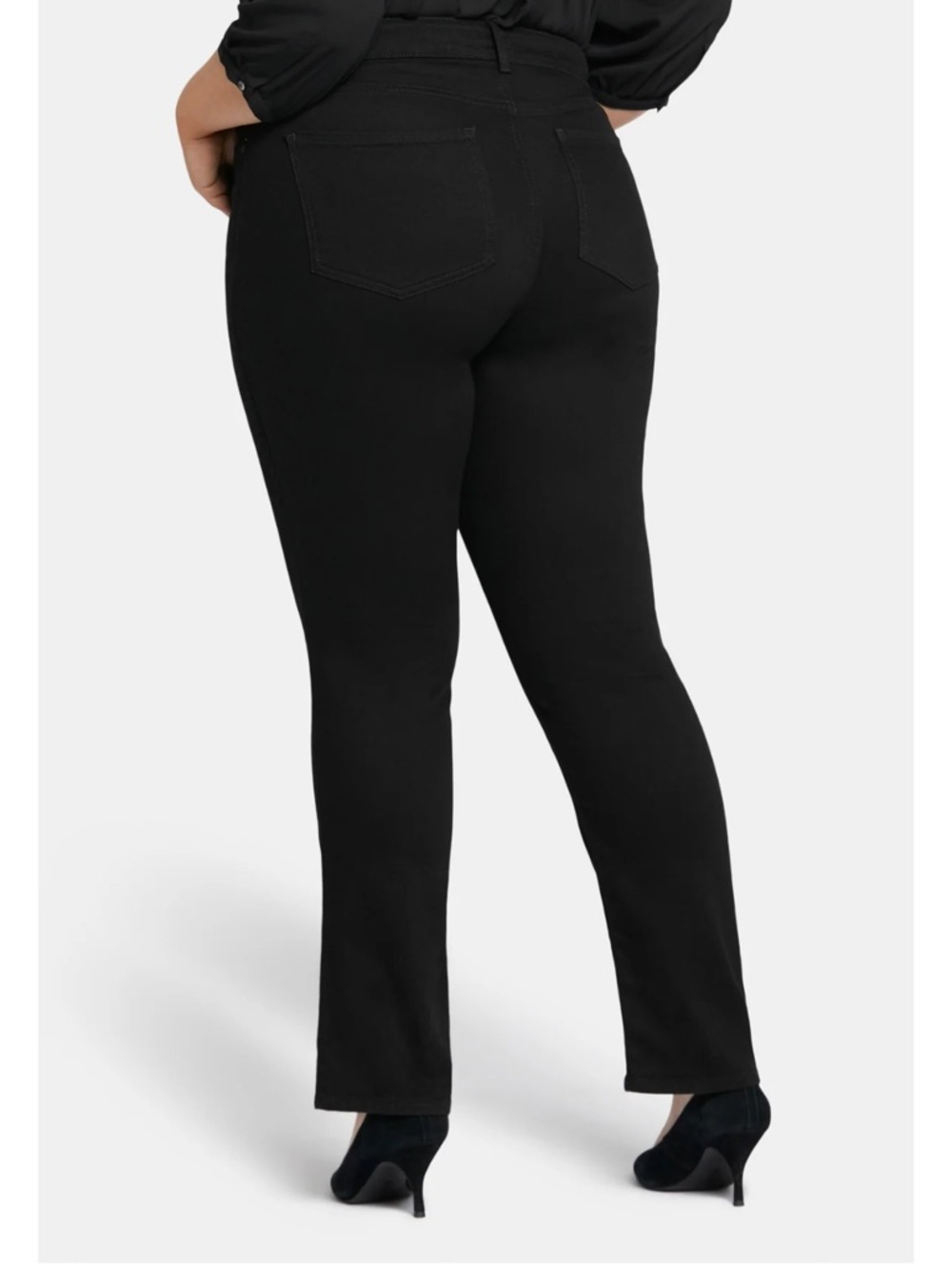 NYDJ Plus Size Black Straight Leg Jeans - Picture 3 of 10